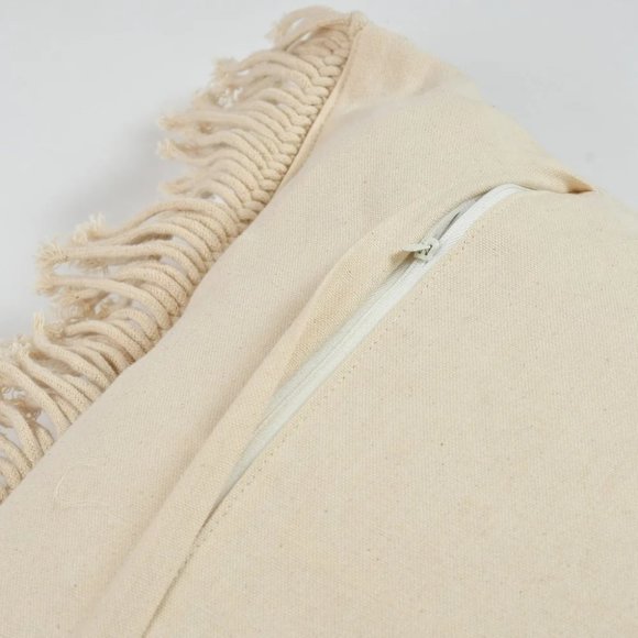 Macrame Cushion Cover, Zig Zag Lines Diamond Boxes, 18x18 inches, Pack of 1 - Picture 5 of 6